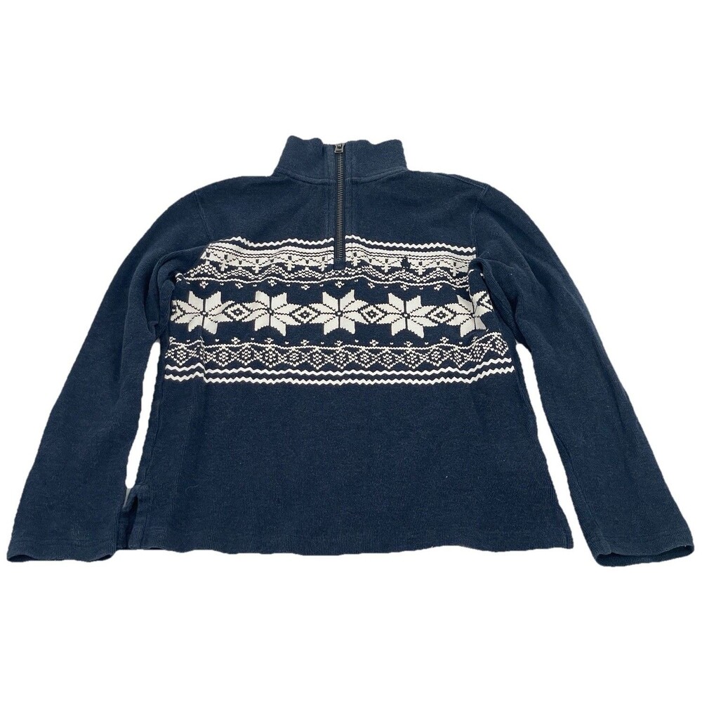 Polo Ralph Lauren Boys Fair Isle Quarter Zip Preppy Sweater Navy White Size 8